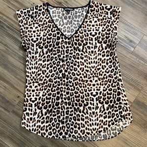 Express Leopard Print V-Neck Blouse size Med